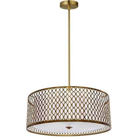 Dainolite 3 Light Aged Brass Pendant With White Shade And Laser Cut Outer 1015-17P-AGB-WH